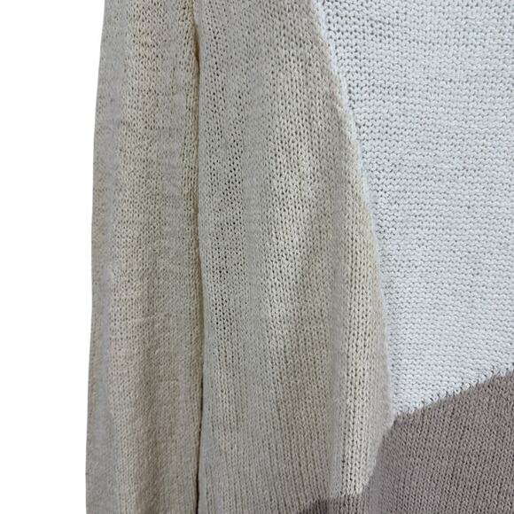 J Jill Pure Neutral White Beige Open Knit Long Sleeve Pullover Sweater sz P S - Picture 5 of 16